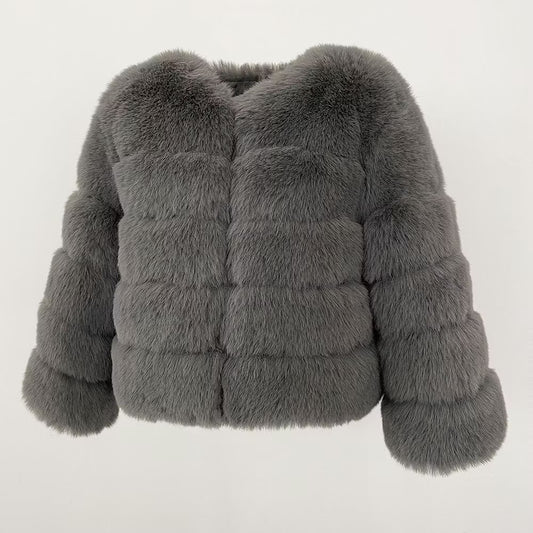 CANNES JACKET FAKE FUR GREY från NordicFurs – lyxig vinterjacka i grå med pälskrage