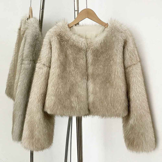 CARA FAKE FUR JACKET TAN