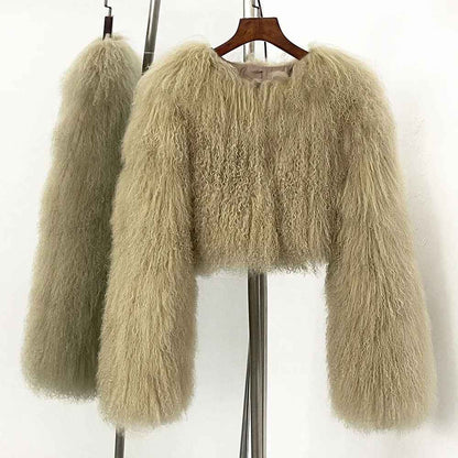 BECCA CROPPED SHEARLING JACKET SILVER