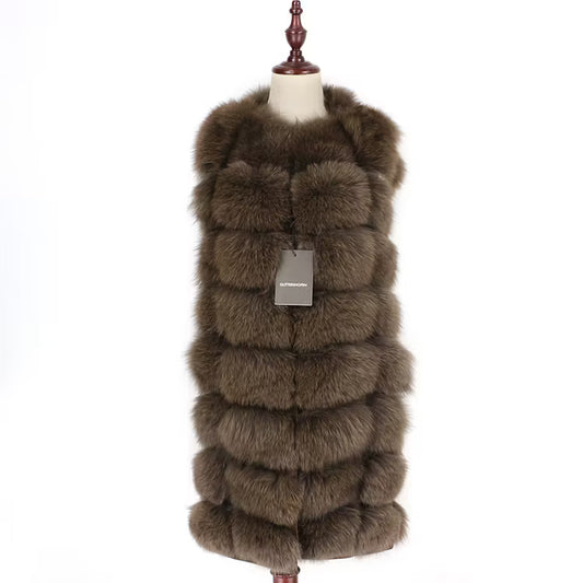 TIFFANY VEST CHOCOLATE från NordicFurs – lyxig pälsväst i chokladbrun med exklusiv pälskänsla