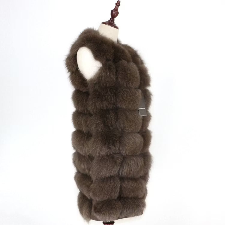 TIFFANY VEST CHOCOLATE från NordicFurs – lyxig pälsväst i chokladbrun med exklusiv pälskänsla