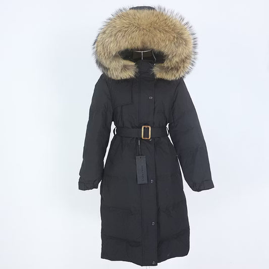 BELLE PARKA BLACK från NordicFurs – lyxig vinterjacka i svart med pälskrage