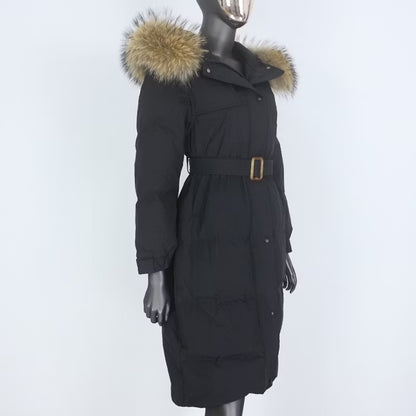 BELLE PARKA BLACK från NordicFurs – lyxig vinterjacka i svart med pälskrage