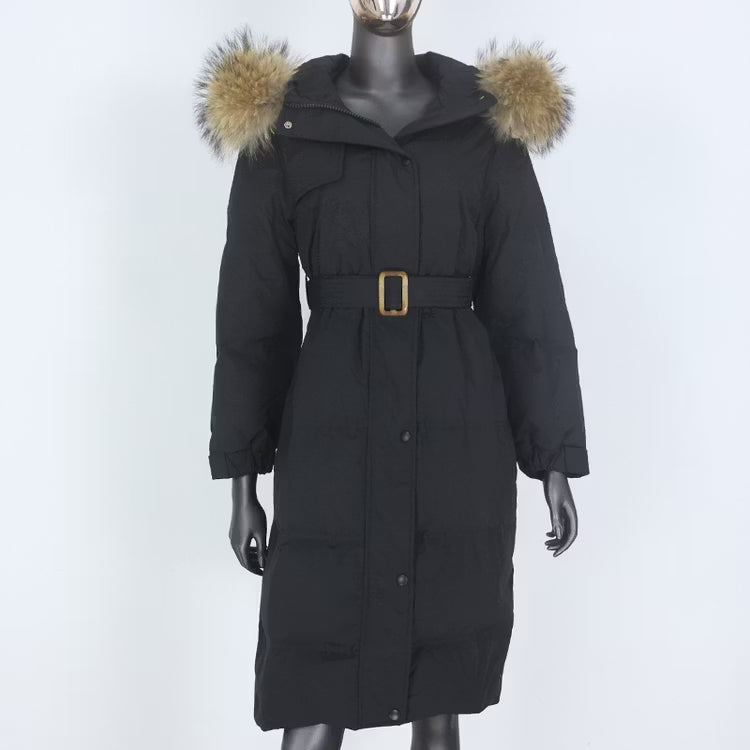 BELLE PARKA BLACK från NordicFurs – lyxig vinterjacka i svart med pälskrage