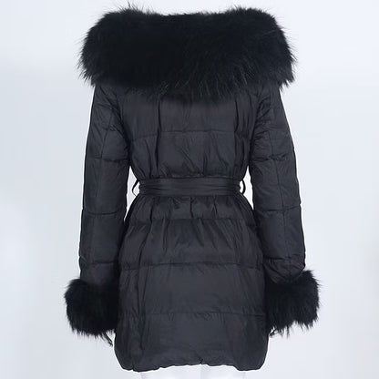 FLORENCE JACKET ALL BLACK från NordicFurs – lyxig vinterjacka i svart med pälskrage