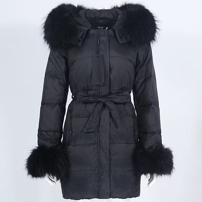 FLORENCE JACKET ALL BLACK från NordicFurs – lyxig vinterjacka i svart med pälskrage