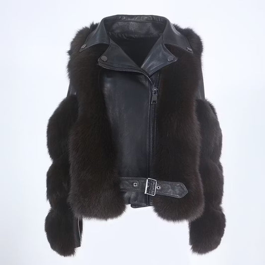 LEATHER JACKET från NordicFurs – lyxig vinterjacka med pälskrage