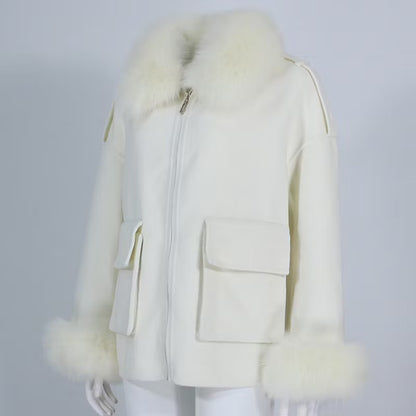 CHLOE COAT PEARL från NordicFurs – lyxig vinterjacka med pälskrage