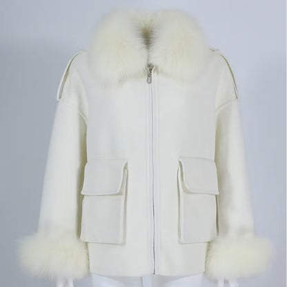CHLOE COAT PEARL från NordicFurs – lyxig vinterjacka med pälskrage