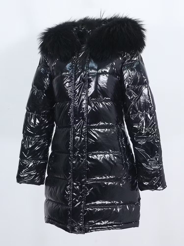 GLOSS JACKET ALL BLACK från NordicFurs – lyxig vinterjacka i svart med pälskrage