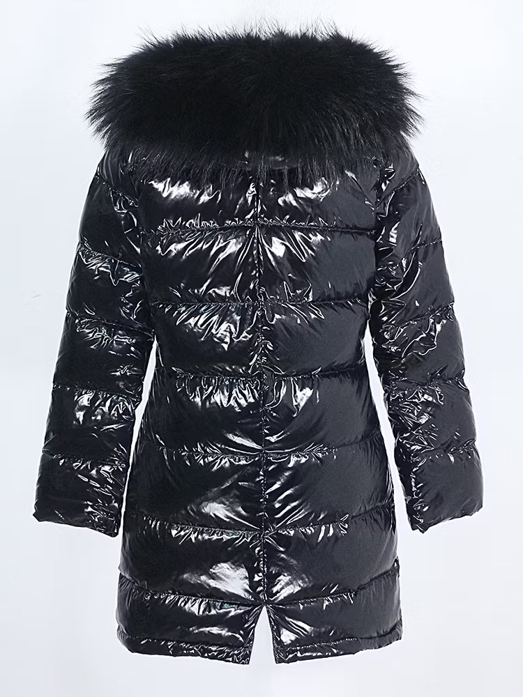 GLOSS JACKET ALL BLACK från NordicFurs – lyxig vinterjacka i svart med pälskrage