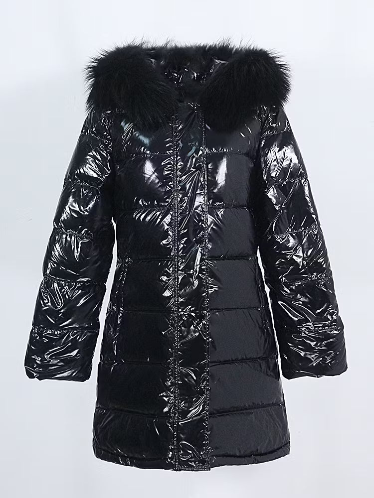 GLOSS JACKET ALL BLACK från NordicFurs – lyxig vinterjacka i svart med pälskrage