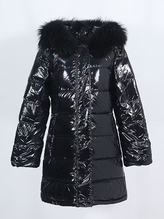 GLOSS JACKET ALL BLACK från NordicFurs – lyxig vinterjacka i svart med pälskrage
