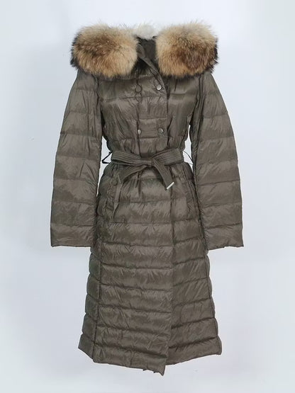 LISABON JACKET DARK GREEN från NordicFurs – lyxig vinterjacka i mörkgrön med pälskrage