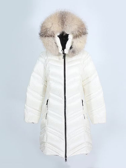 MAIA JACKET WHITE från NordicFurs – lyxig vinterjacka i vit med pälskrage