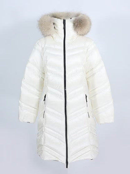 MAIA JACKET WHITE från NordicFurs – lyxig vinterjacka i vit med pälskrage