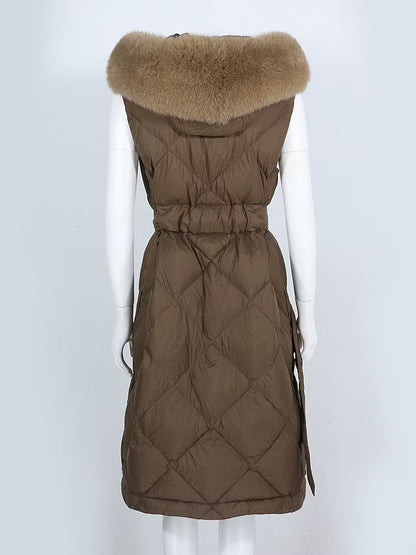 VENICE VEST KHAKI från NordicFurs – lyxig pälsväst i khaki med exklusiv pälskänsla