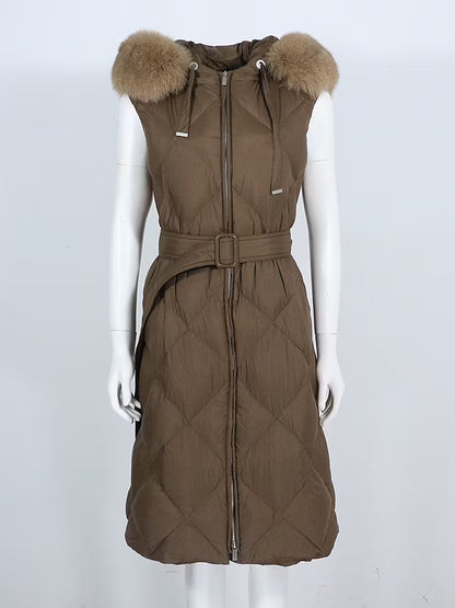 VENICE VEST KHAKI från NordicFurs – lyxig pälsväst i khaki med exklusiv pälskänsla