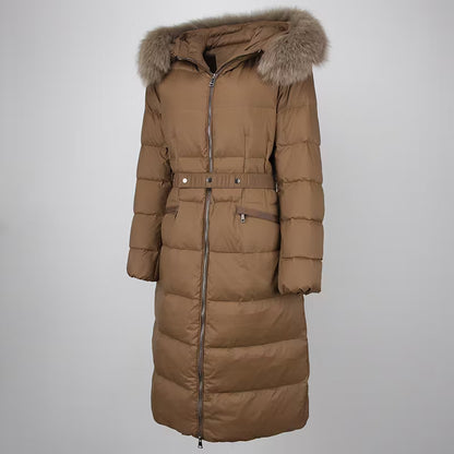 CLAUDIA KHAKI från NordicFurs – lyxig vinterjacka i khaki med pälskrage