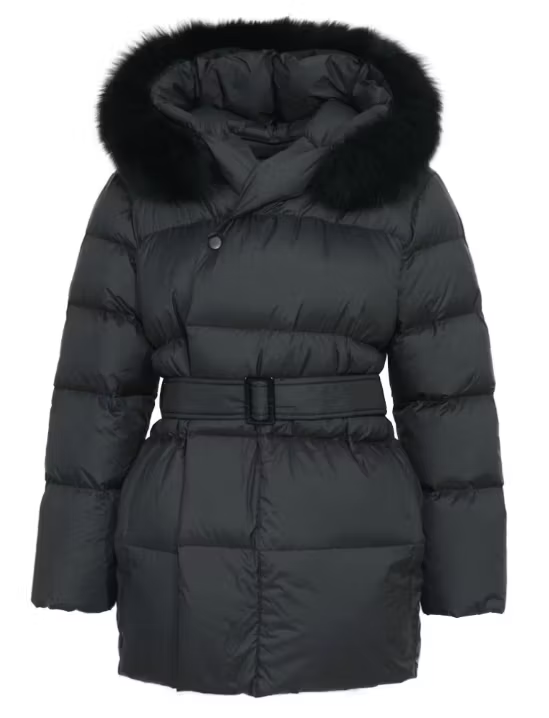 SELMA JACKET ALL BLACK från NordicFurs – lyxig vinterjacka i svart med pälskrage