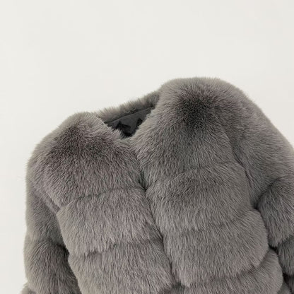 CANNES JACKET FAKE FUR GREY från NordicFurs – lyxig vinterjacka i grå med pälskrage