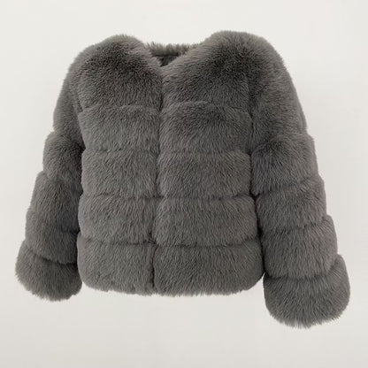 CANNES JACKET FAKE FUR GREY från NordicFurs – lyxig vinterjacka i grå med pälskrage