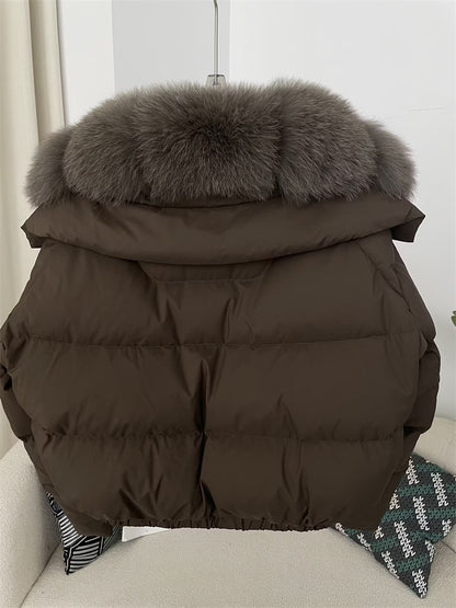 BOMBER JACKET FULL KHAKI från NordicFurs – lyxig vinterjacka i khaki med pälskrage