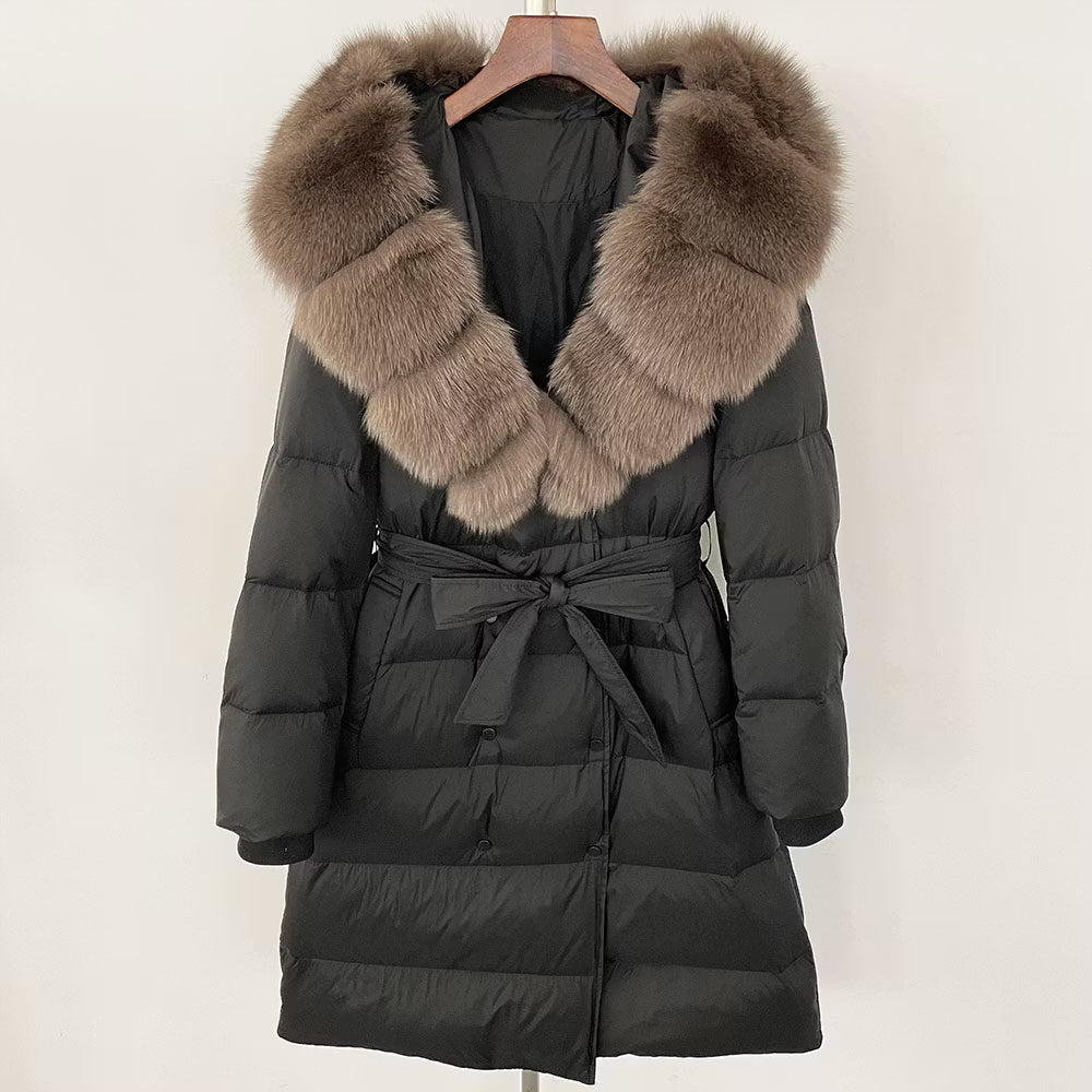 HAVANA JACKET BLACK från NordicFurs – lyxig vinterjacka i svart med pälskrage