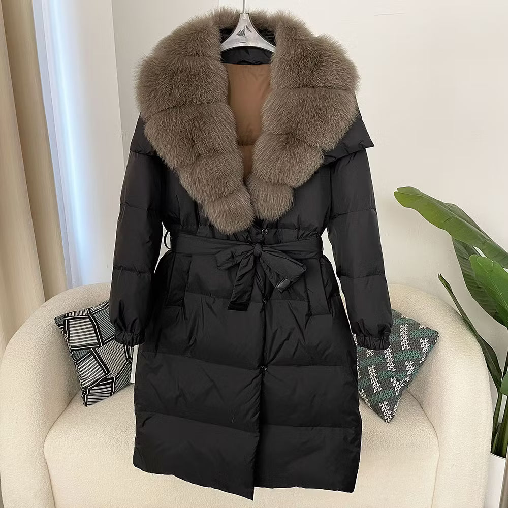 JESS JACKET BLACK från NordicFurs – lyxig vinterjacka i svart med pälskrage