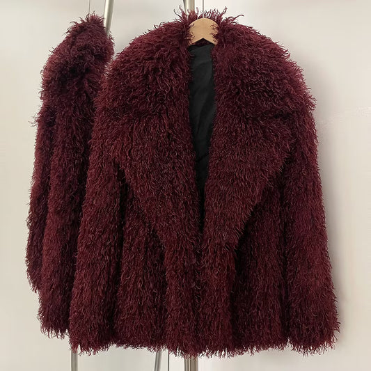 MILLIE SHEARLING FAKE FUR COAT BOUGOURY från NordicFurs – lyxig vinterjacka med pälskrage