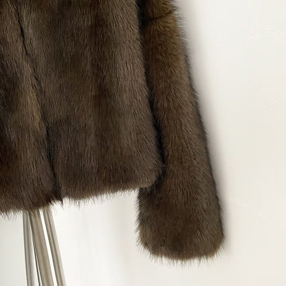 CARA FAKE FUR JACKET BROWN från NordicFurs – lyxig vinterjacka i brun med pälskrage