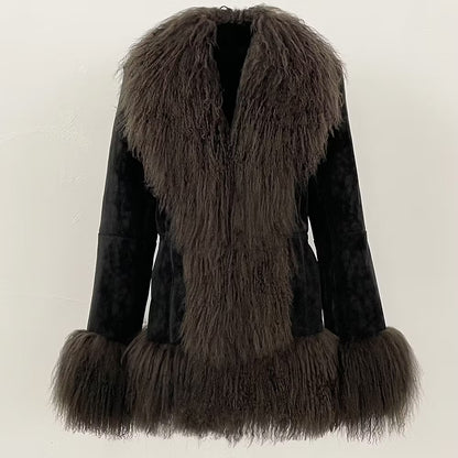 HANNAH SHEARLING JACKET GREY från NordicFurs – lyxig vinterjacka i grå med pälskrage