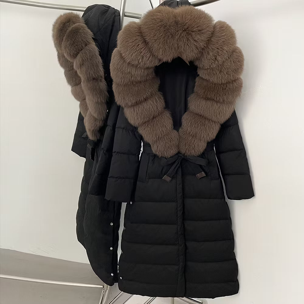 VENTURA JACKET BLACK MAXI från NordicFurs – lyxig vinterjacka med pälskrage