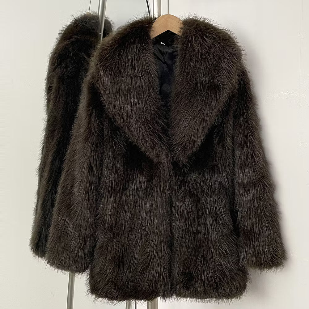 MARRAKECH FAKE FUR COAT COCOA från NordicFurs – lyxig vinterjacka med pälskrage