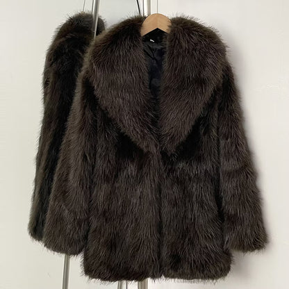 MARRAKECH FAKE FUR COAT COCOA från NordicFurs – lyxig vinterjacka med pälskrage