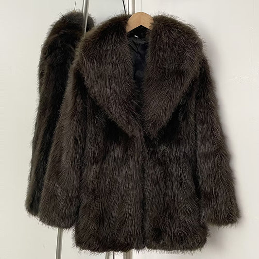MARRAKECH FAKE FUR COAT COCOA från NordicFurs – lyxig vinterjacka med pälskrage