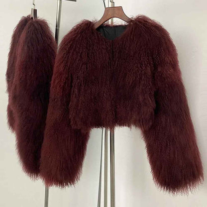 BECCA CROPPED SHEARLING JACKET SILVER