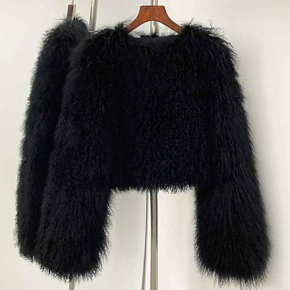 BECCA CROPPED SHEARLING JACKET SILVER